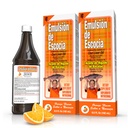 Emulsión de Escocia Cod Complex de ulei de ficat cu vitaminele A, D, E, B1 - Aromă naturală portocalie Supliment alimentar pentru suport imunitar și sănătatea osoasă - Omega 3 ulei de pește - 6.5 oz (2-Pachet)