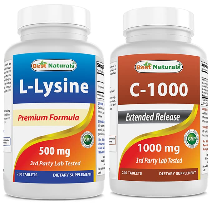 Cele mai bune naturale L-Lysine 500 mg & Vitamina C 1000 mg
