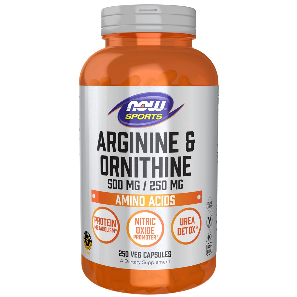 Now Foods Sports Nutrition, Arginine & Ornithin 500/250 mg, Aminoacids, 250 Veg Capsule