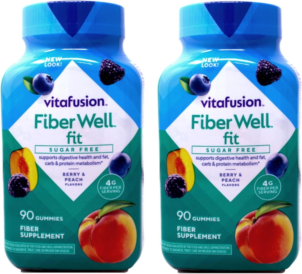 Vitafusion Fiber Well Fit Sugar Free Gummies - 90 ct, Pachet de 2