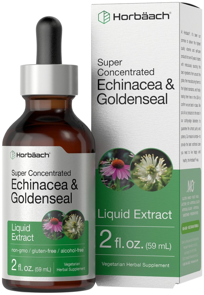 Horbäach Echinacea Goldenseal Picături de tinctură lichid 