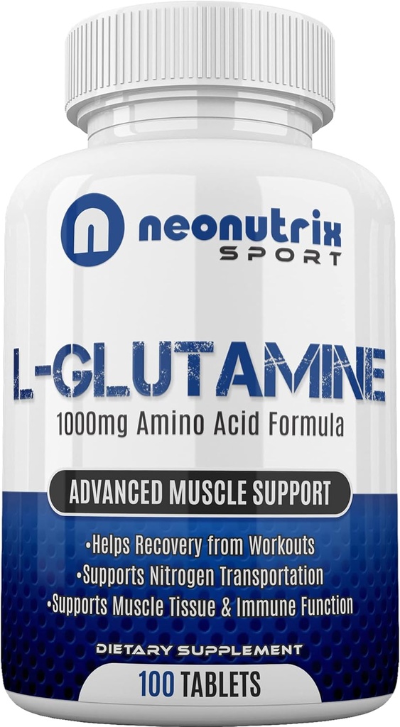 L-Glutamine 1000mg Aminoacid capsule Post Antrenament de recuperare Suplimentul pentru Immun, Digestive & Curaj Transportor azot pentru Recuperare musculare & Rezistenta pentru barbati si femei de Neonutrix Sport