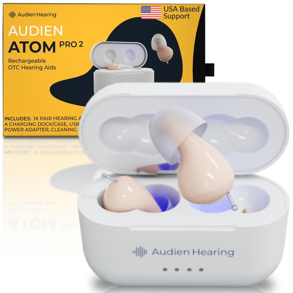 Audien audiere ATOM PRO 2 Wireless Reîncărcabile auditive OTC, Premium Comfort Design și aproape invizibil