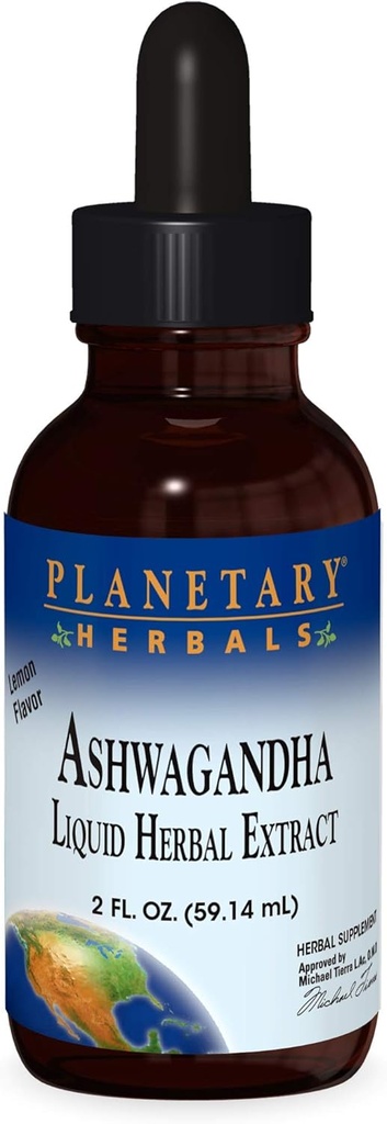 Herburi planetare Ashwaganda Extract de plante lichid, aromă de lamaie, 2 Ounce lichid