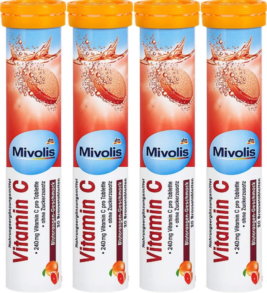 Mivolis Vitamina C comprimate efervescente - Suplimente dietetice 4 Pachete x 20 buc Germania