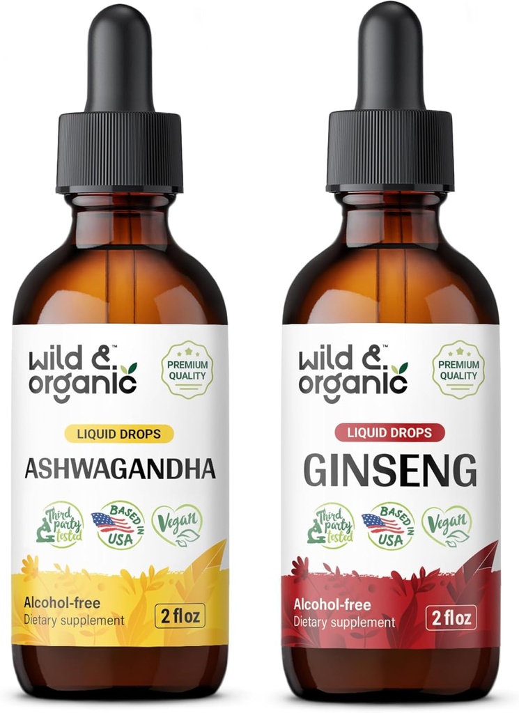 Silviu & organic Ashwagandha Tincture 4 fl oz & Ginseng Tincture 4 fl oz