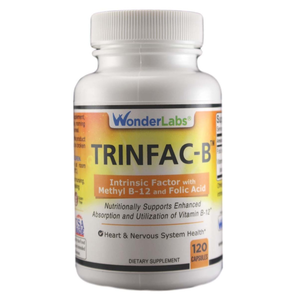 Wonder Laboratories Intrinsic Factor cu acid folic şi vitamina B-12 1000mcg - 120 capsule