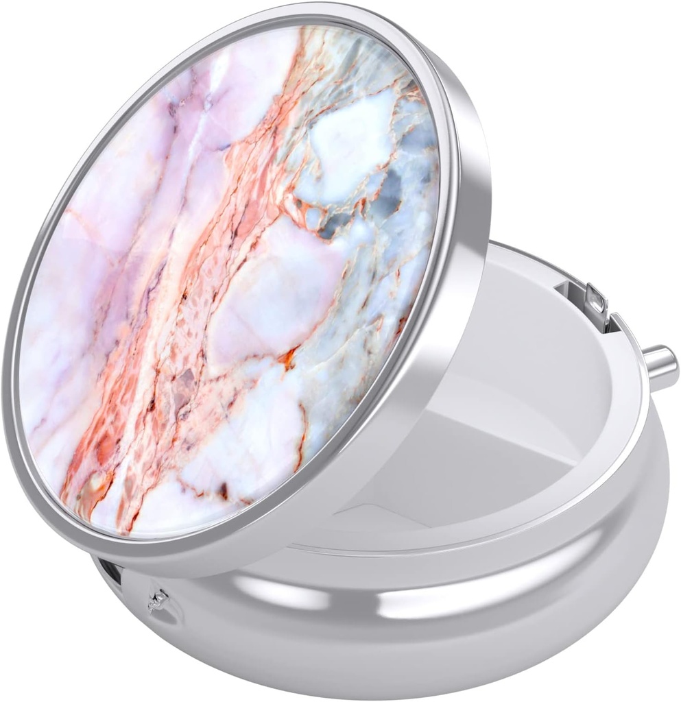 Nipichsha Pilula cutie, Pilula caz mic pentru Purse & Pocket, Cute Travel Medicine Organizator, Portable Medicine Container titular pentru a deține vitamine, medicamente, ulei de pește și suplimente, Marble roz