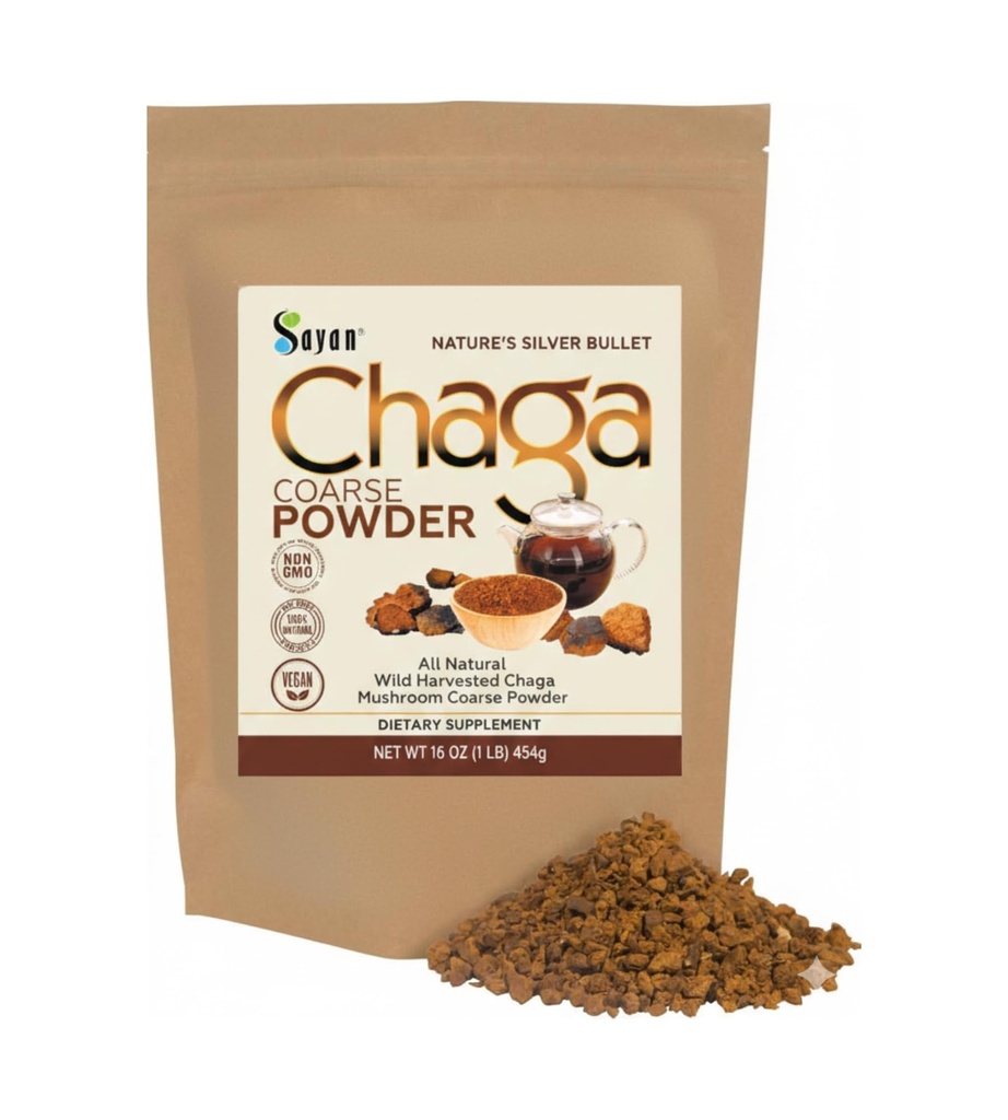 Sayan Siberian Pure Raw Coarse Chaga Powder 1lb / 454g 