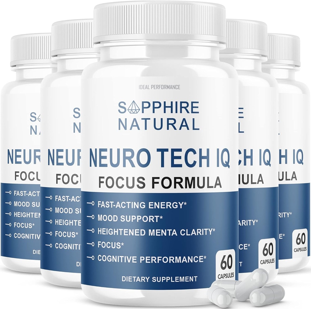 (5 ambalaj) Suplimentul neurotech IQ pentru creier Neurotech Iq Focus Formula pastile (300 capsule)