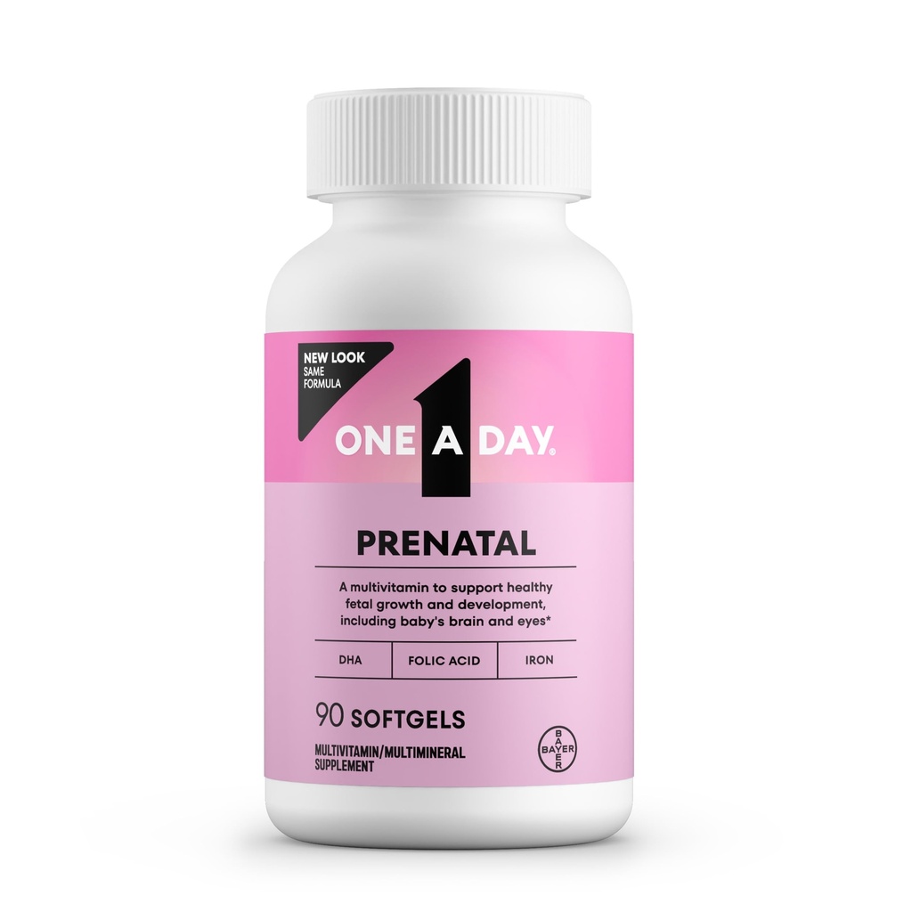 O zi Vitamine prenatale - Acid folic, fier, Omega- 3 (DHA), Vitamine de sarcină pentru femei, Multivitamine prenatale pentru mama și copilul de sprijin, Sarcina trebuie să aibă 90 Ct (Packing May Vary)
