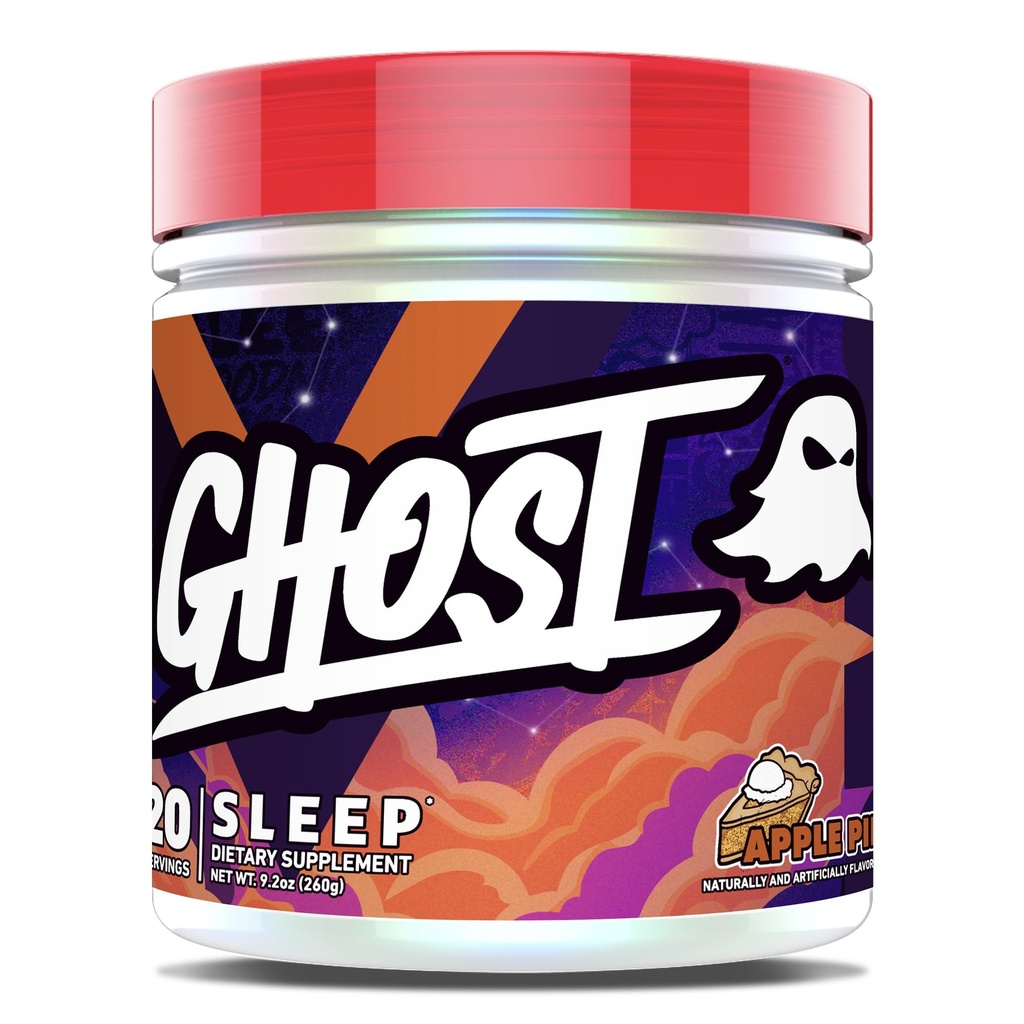 Supliment alimentar de somn GHOST, plăcintă de mere - Recuperare și odihnă cu ingrediente premium Inclusiv Melatonina, Colostrum & Ashwagandha - Sprijină calitatea somnului - Gluten-Free & Sugar-Free