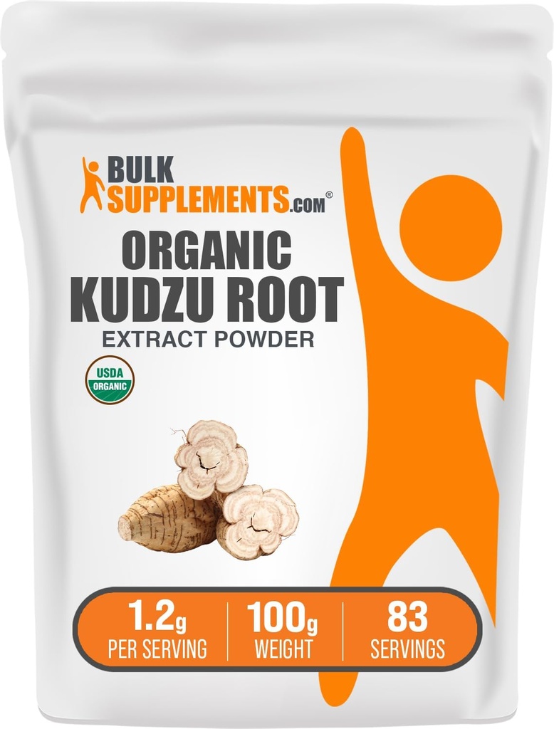 BulkSupplements.com Organic Kudzu Root Extract pulbere - Kudzu Root Supplement, Herbal Supplement - Gluten gratuit, 1.2g per Serving, 100g (3.5 oz) (Pachet de 1)