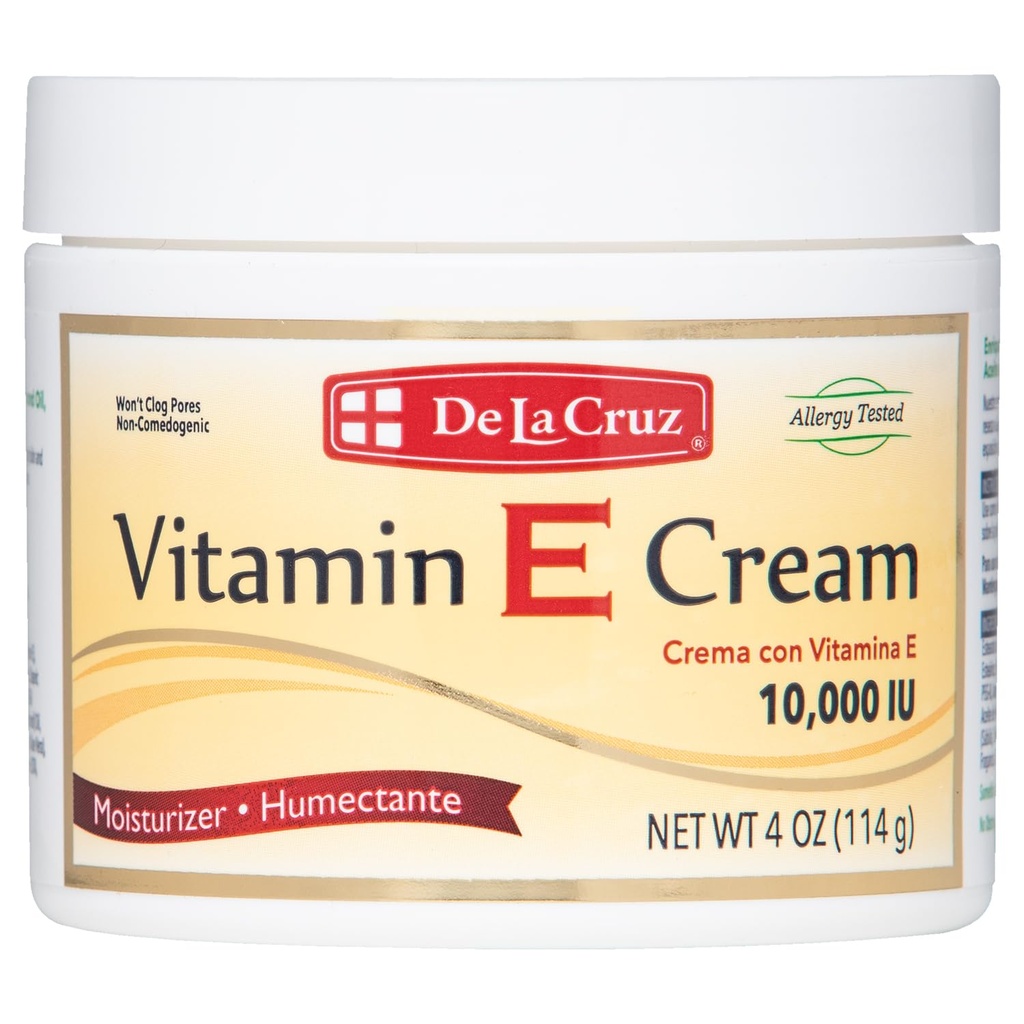 De La Cruz Vitamina E Cream Moisturizer pentru Face and Neck - Umezizarea Ingrijirea pielii pentru toate tipurile de piele - Made in USA, 4 oz