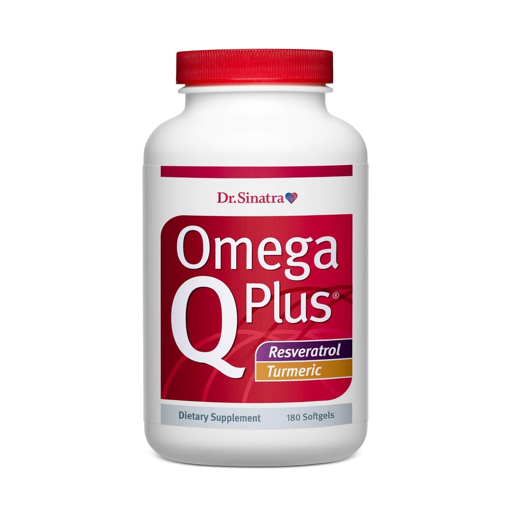 Dr. Sinatra Omega Q Plus Resveratrol și Turmeric - Omega-3 Supliment cu CoQ10 Suport pentru fluxul sanguin sănătos și răspuns inflamator sănătos (90 zile de aprovizionare)