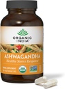 Capsule INDIA ORGANICE Ashwagandha - Suplimentul organic Ashwagandha - Root Vegan Ashwagandha, Gluten-Free, Kosher, Non-GMO, Suportă relief de stres, energie, și somn - 180 capsule
