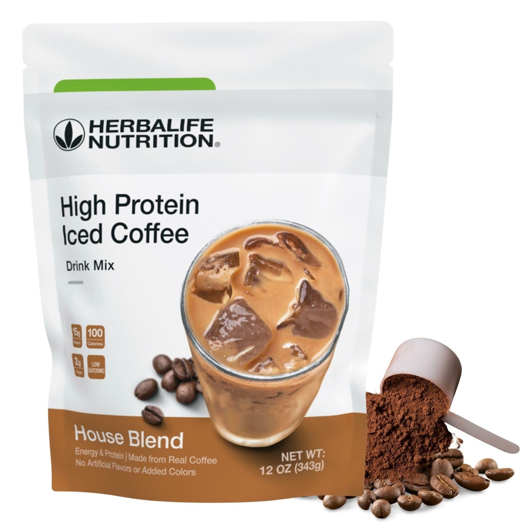 Herbalife HERBALIFE NUTRIŢIE Înaltă Proteină Iced cafea băutură Mix: (House Blend 12 oz 343g) Energie şi proteine, fabricate din cafea reală, 12 uncii