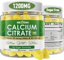 Calciu Citrate Gumries 1200mg cu vitamina D3 K2, Suplimente de calciu masticabile pentru femei si barbati, Suport de mare potenta B0ne, Te*th, Putere & Immune Health, Mango Flavor, Non-GMO, Zahăr gratuit, 120 Cts