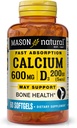 MASON NATURAL Fast Absorption Calcium with Vitamin D3 - Strengthens Muscle Function, Supports Healthy Bones and Overall Health, 60 Softgels