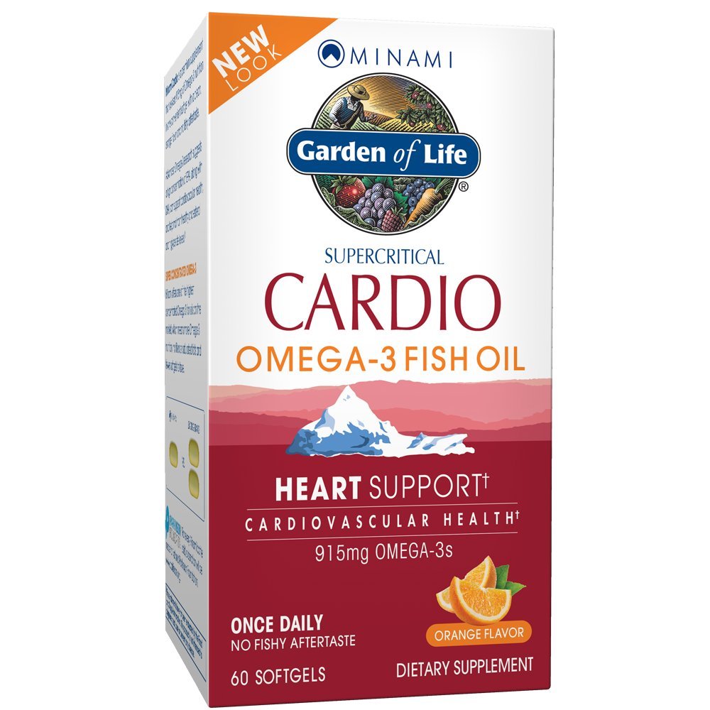 Gradina de viata Ulei de peste Omega 3 - Cardio Peste Suplimentul de ulei pentru sanatate cardiaca, 915 mg Omega 3 Acidi grasi EPA & DHA - aroma portocalie, alimentare doua luni, Minami Suplimente Ultimate, 60 Softgels