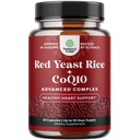 Red Yeast Rice cu supliment CoQ10 - Advanced Healthy Heart & Healthy Cholesterol Levels Formula pentru bărbaţi şi femei - extra Putere Capsule cu Red Yeast Rice 1200 mg capsule cu CoQ10-60 Număr