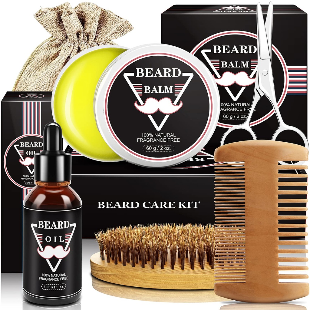 ABUDICS Cadouri pentru barbati, Barbă Kit, Barbă Rooming Kit w / Barbă Barbă de ulei Barbă Balm Perie Bârbă Comb Barbă Foarfece, Cadouri pentru tata Soț el iubit