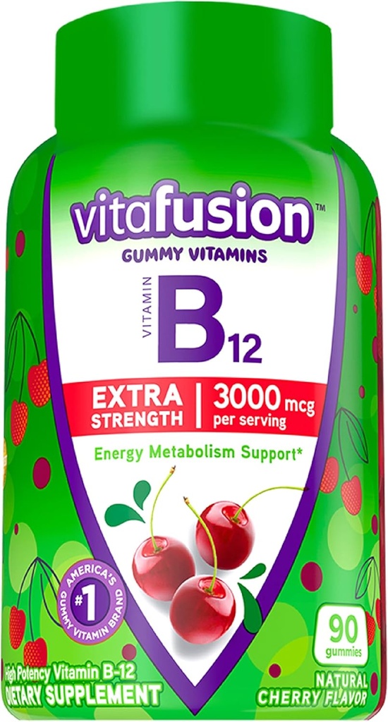 Vitafusion Elderberry Gummy Vitamine 90ct Vitamina B12 Gummy Vitamine Energie Metabolism Sistem nervos Suport 90ct
