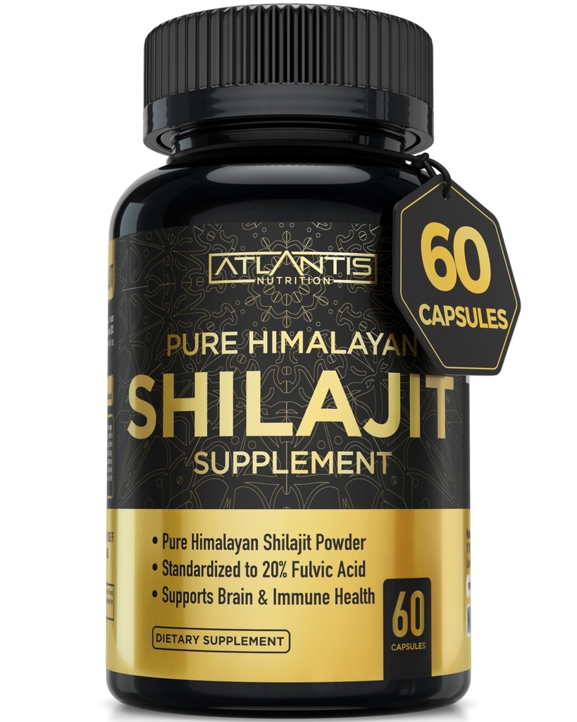 Atlantis Nutrition Himalayan Shilajit Capsulele Formulate cu 20% Acid fulvic 