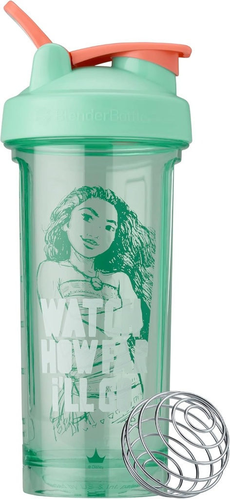 BlenderBottle Disney Princess Shaker Bottle Pro Series, Perfect pentru Shake-uri de proteine și Pre Workout, 28-Ounce, Uita-te cât de departe voi merge, Moana