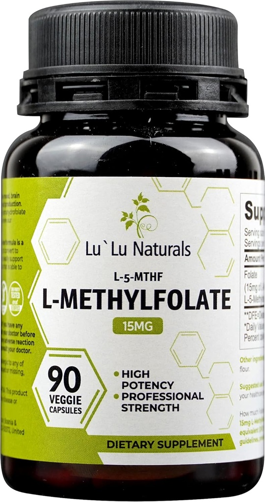 Lu'Lu Naturals L-Metilfolat 15mg Acid folic optimizat și activat. 90 Veggie Caps Metil Folat, L-5-mthf