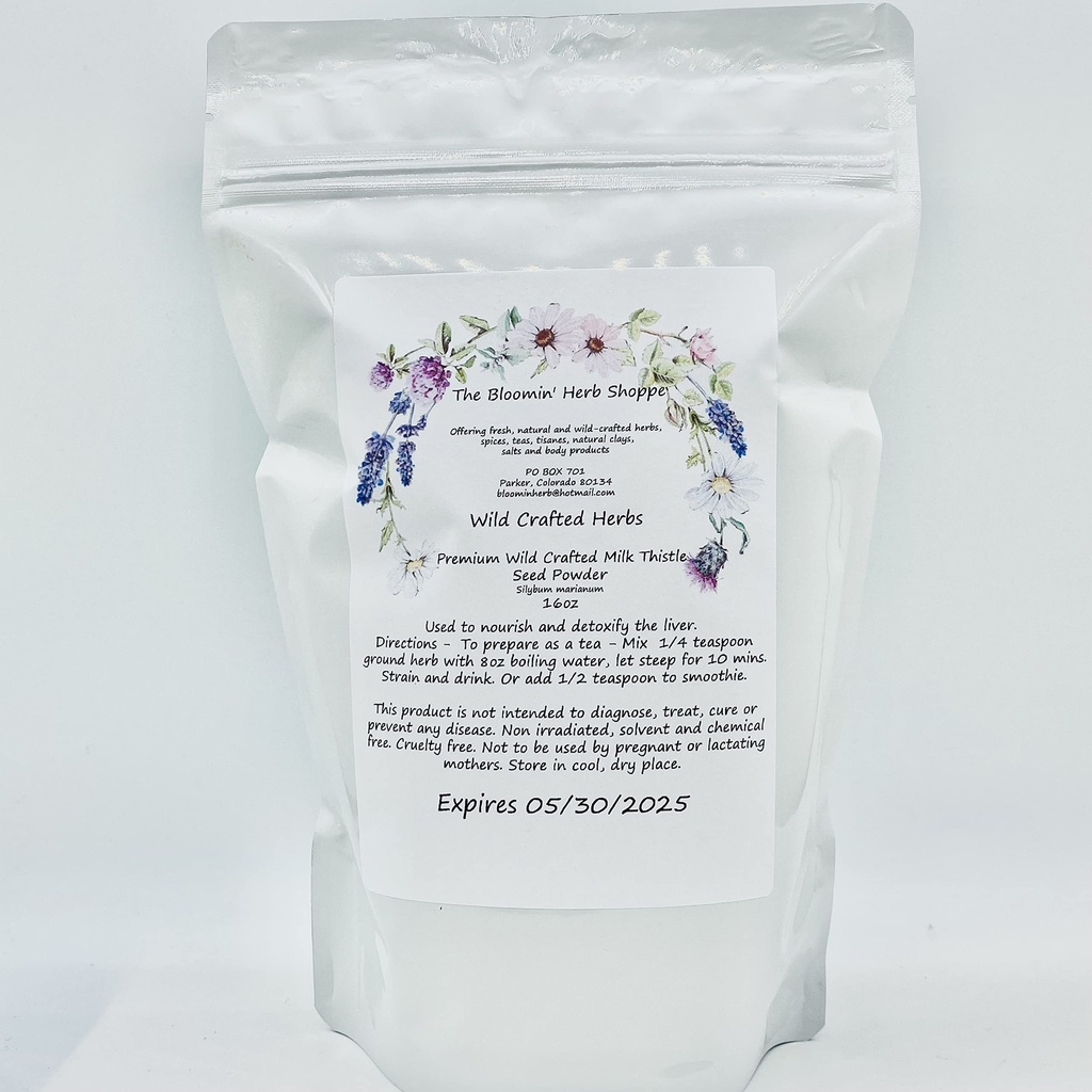 Liphontcta Wildcrafted Milk Thistle Seed Powder 16oz Pound Raw Silybum Marianum Bloomin Herb Shoppe Pure Aromate Pottent Ficat vrac