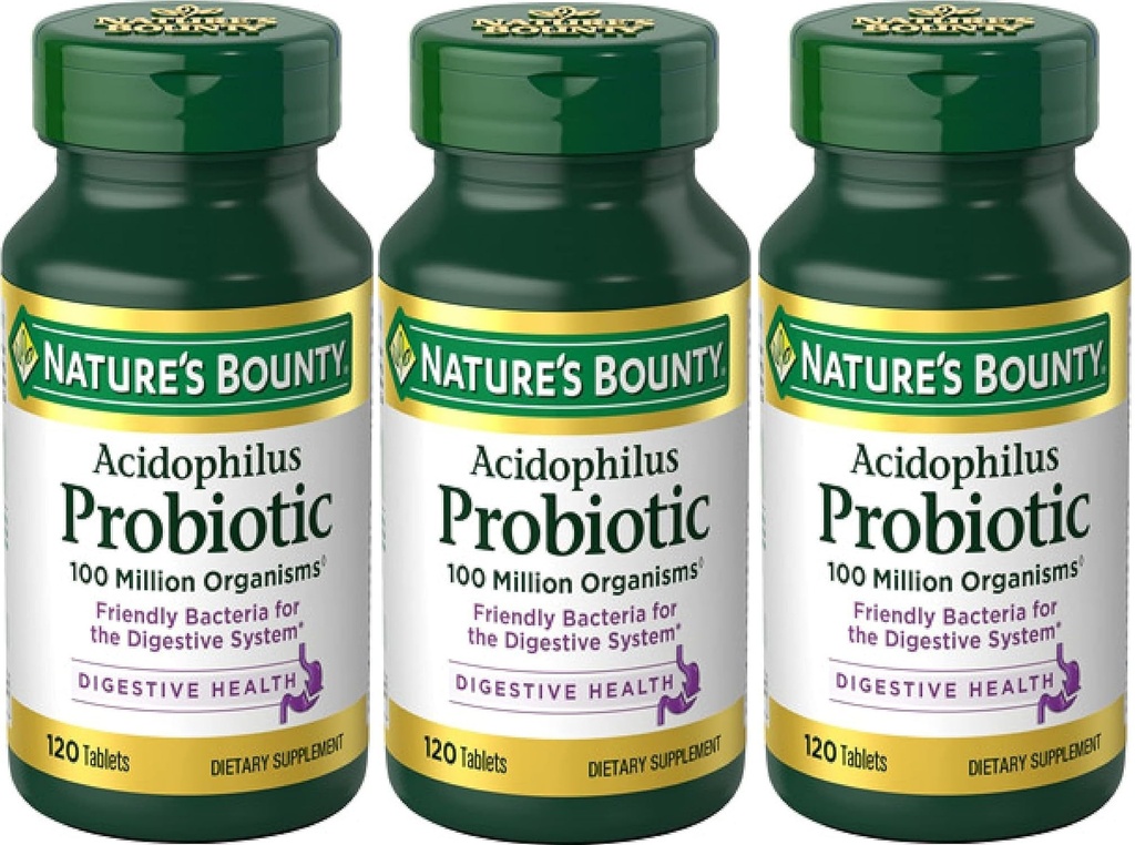 Natura's Bounty Acidophilus Probiotic , 120 Count (Pachet de 3)