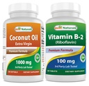 Cel mai bun ulei de cocos natural 1000 mg și vitamina B2 (Riboflavină) 100 mg