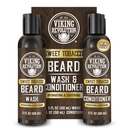 Viking Revolution Beard Wash and Beard Balsam pentru barbati cu ulei de argan si ulei de jobba - Beard Softener and Consolidator Beard Care Beard Shampoo and Balsam with Beard Oil (5oz, Sweet Tobacco)