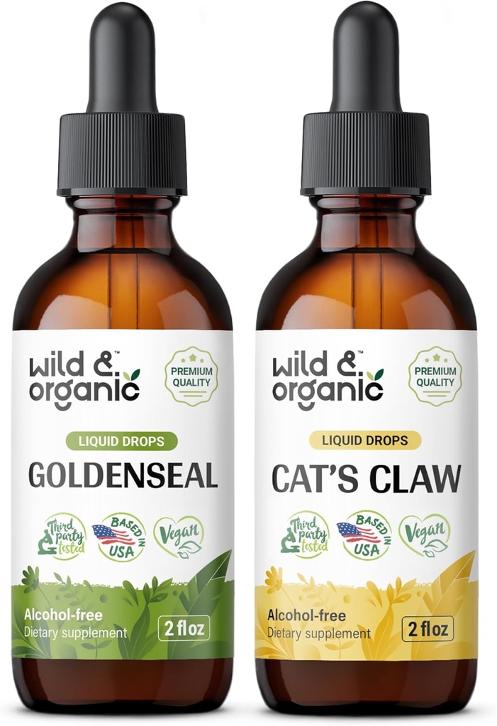 Silviu și Organic Goldenseal Tincture 2 fl oz & Cats Claw Tincture 4 fl oz