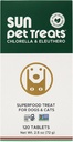 Sun Chlorella Sun Pet Treats Green Superfood Cat & Dog Supplement - Chlorophyll Eleuthero & Lecithin, Minerals, Antioxidants & Vitamins for Dogs & Cats - Immune Defense, Skin & Gut Health - 120 Bites