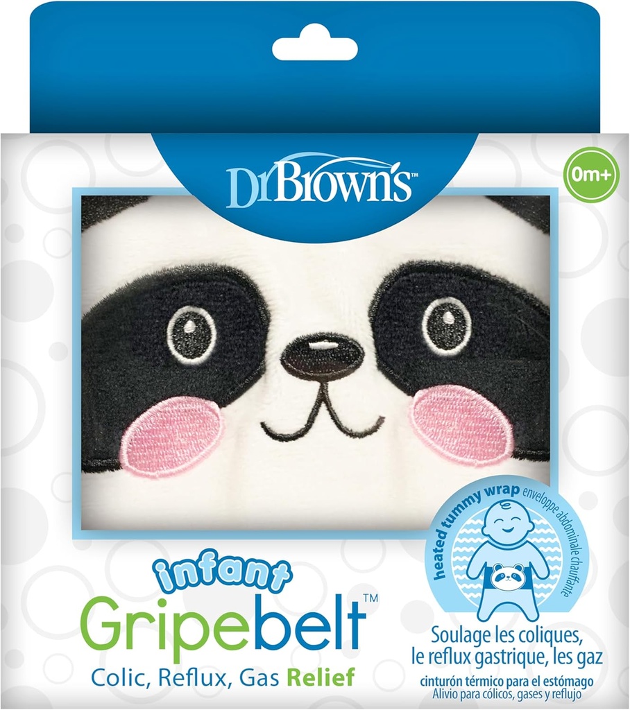 Dr Brown's Infant Gripebelt Heated Belly Band, Soothe Baby's Tummy with Gentle Warmth and Compression, Panda, 0m.