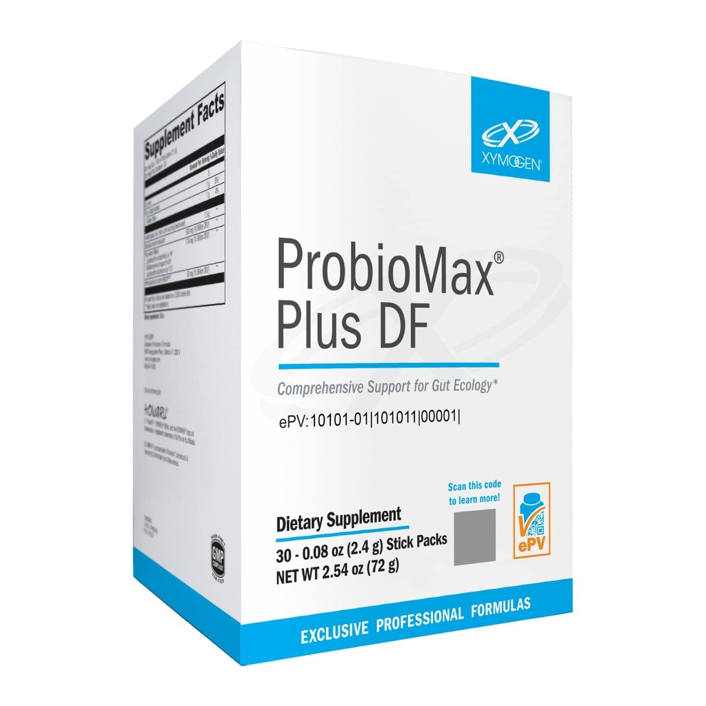 XYMOGEN ProbioMax Plus 40B - Suplimentul cu pulbere probiotică - Probiotice fără lactate pentru sănătate digestivă - Saccharomyces boulardii, Lactobacillus acidophilus - fost ProbioMax Plus DF (30 Stick Packs)
