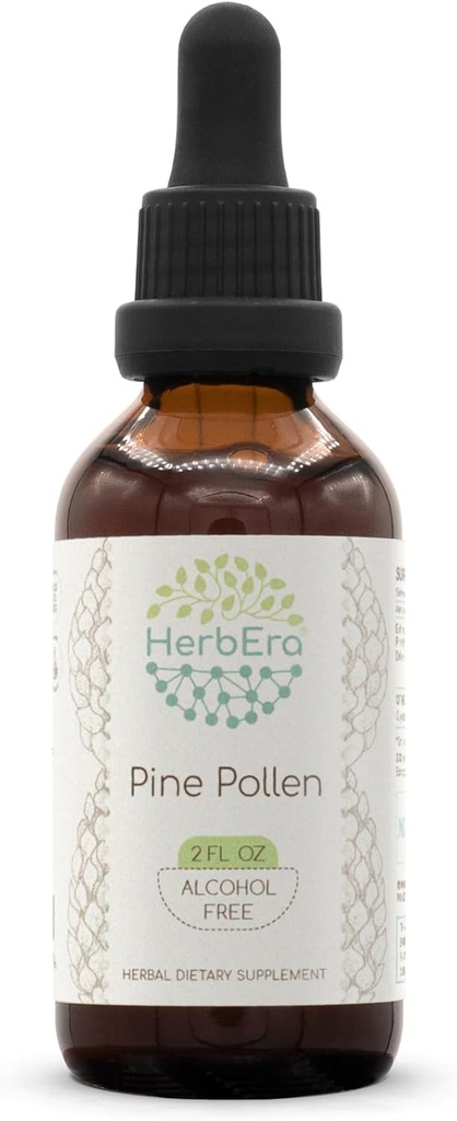 HerbEra Pine Pollen B60 Extract de plante fără alcool Tinctură, concentrat picături lichide naturale (Song Hua Fen, Scots Pine, Pinus Sylvestris) 2 fl oz