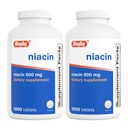 Rugby Niacin 500mg - Supliment vitamina B3 pentru bărbaţi şi femei - 1000 comprimate (2-pachet)