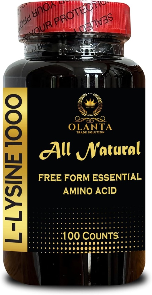 L-LYSINE 1000 mg Free Form Amino Acid Essential - L-Lysine supliment de înaltă rezistență pentru ochi Colagen Colagen Sinteza si suport imunitar, Promoveaza sanatoasa piele, par - 1 flacon 100 conta