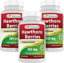 Cele mai bune Naturale Hawthorn Berry 565 mg 180 capsule (180 Conte (Pachet de 3)
