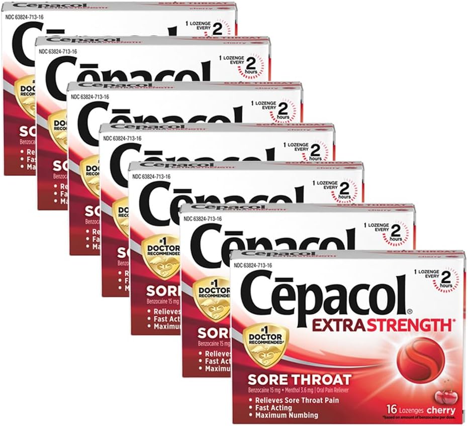 Cepacol Putere maximă gât picătură Lozenges, Cherry, 16 Conte (Pachet de 7)