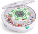 Live Fine 28-Day Automat Pilula Dispenser Frosted Lid cu LCD display actualizat și cheie de blocare, sunet și lumină pentru prescripții, medicamente, vitamine, suplimente și mai multe