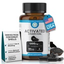 Capsulele Charcoal activate 1200 MG, 60 Veg Caps, 30-Days Premium Detox & Digestive Support, Gas & Blooting Relief, Organic Coconut Shell Charcoal, Gut Health, USA Made.