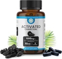 Capsulele Charcoal activate 1200 MG, 60 Veg Caps, 30-Days Premium Detox & Digestive Support, Gas & Blooting Relief, Organic Coconut Shell Charcoal, Gut Health, USA Made.