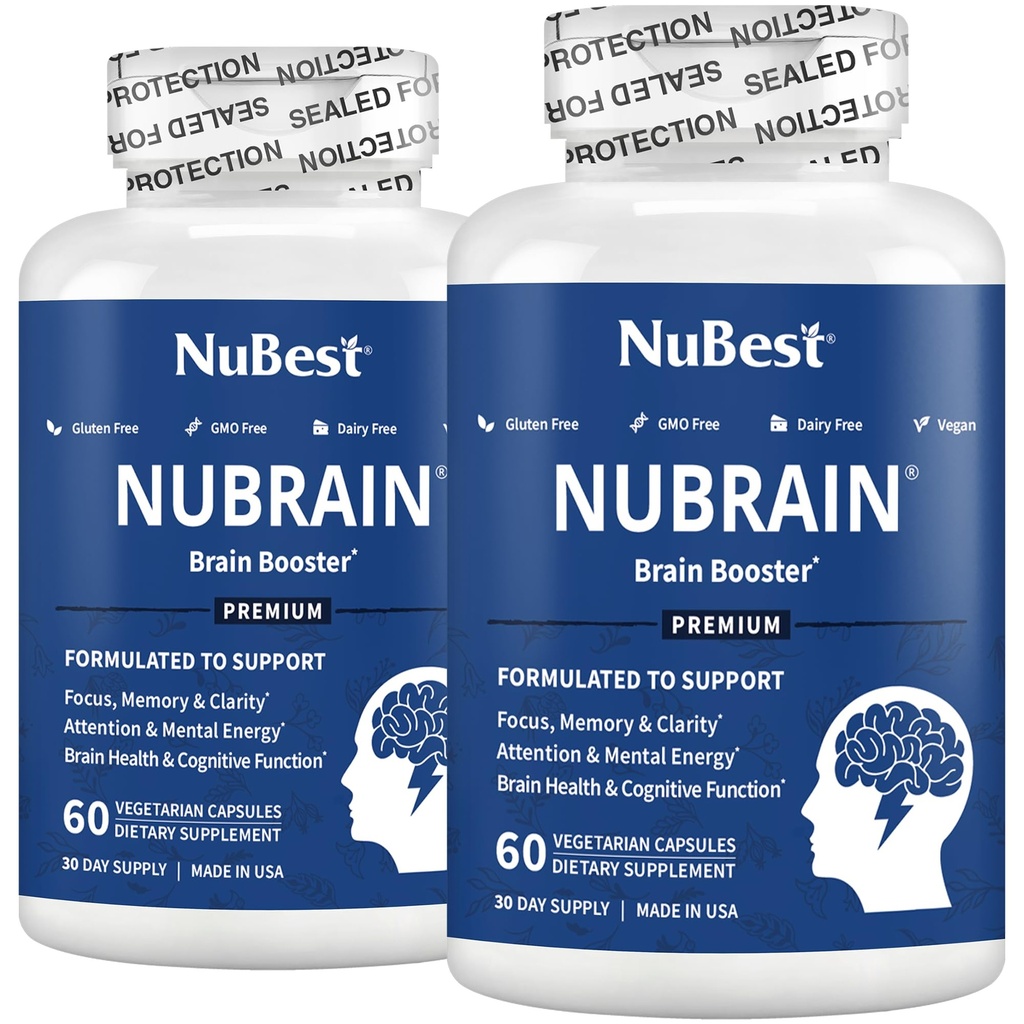 NuBrain Booster - Suplimentul creier pentru Booster creier, Memorie, Focus & Clarity Support cu St. John