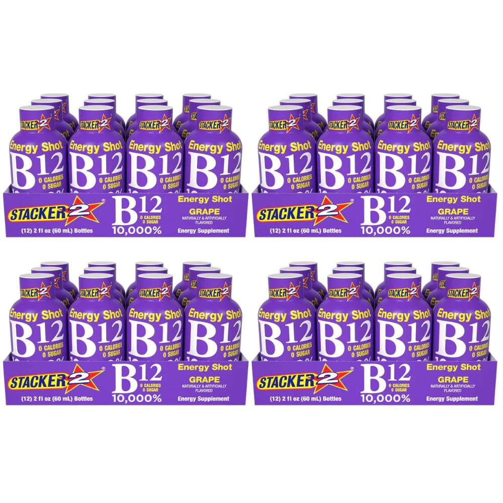Stacker 2 Grape B12 Energy Shot, 2oz (Pachet de 48)