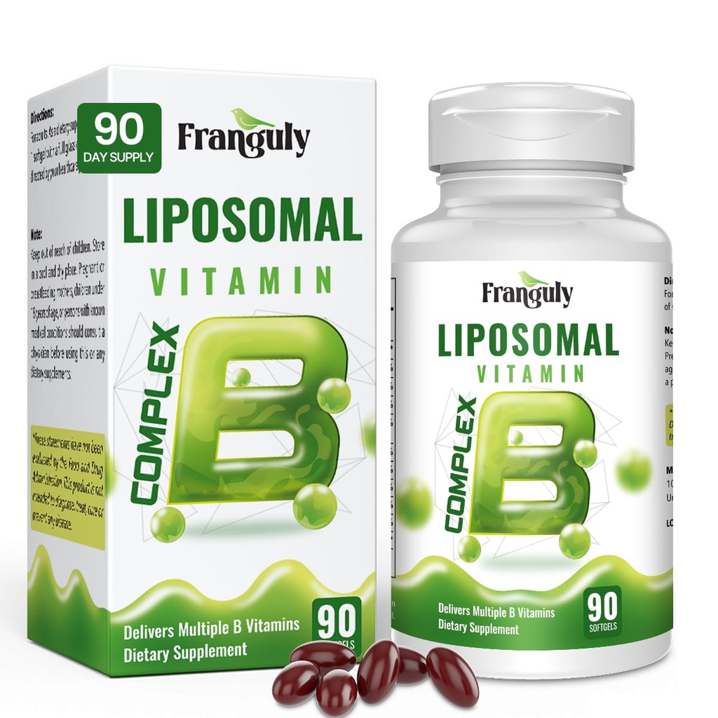 Complex Liposomal B conceput pentru absorbţie ridicată vitamine B cu Inositol colină Vitamina B1, B2, B3, B5, B6, Biotina, Folat, B12- metilat imun, energie, Brain inima suport 90 Softgels