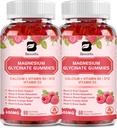 (Pachet) 600 Mg Magneziu Glycinate Gumies, Magneziu Supliment Complex Magneziu Malat, Magneziu Citrate & Potasiu, Suporturi Night & Joint, Energie Boost, Vegan & 0-Sugar, Raspberry 120 Conte